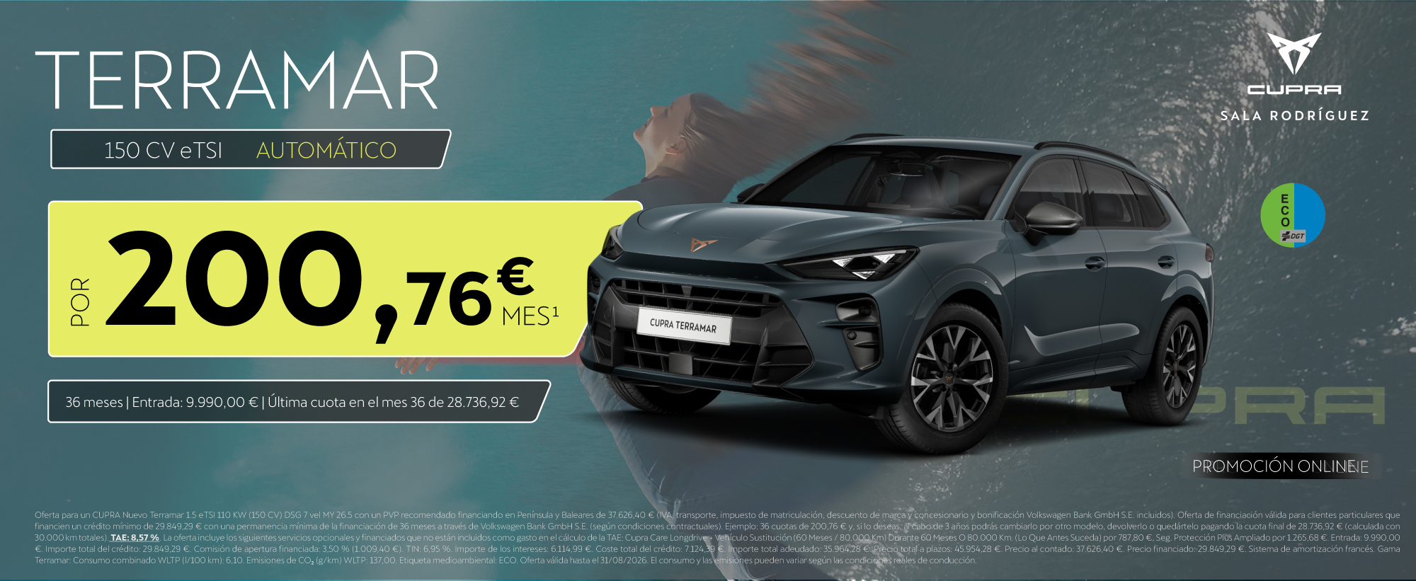 ¡Promoción Junio! Terramar eTSI Automático por sólo 200€/mes*