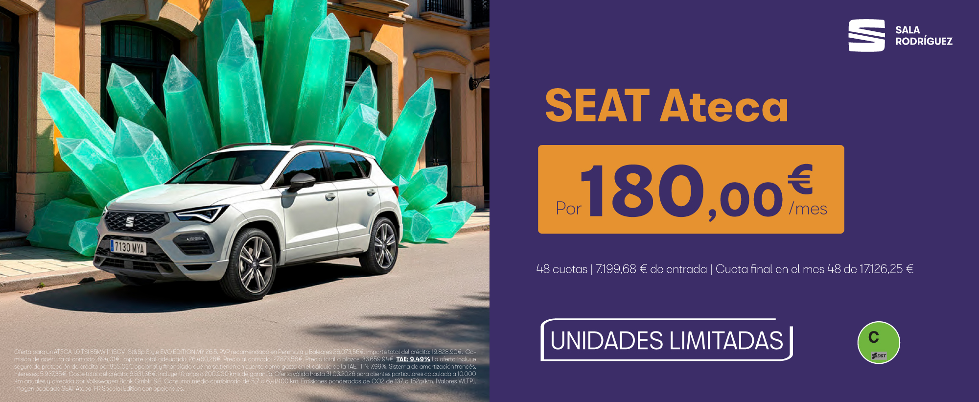 ¡Unidades limitadas! SEAT Ateca por 180€/mes*