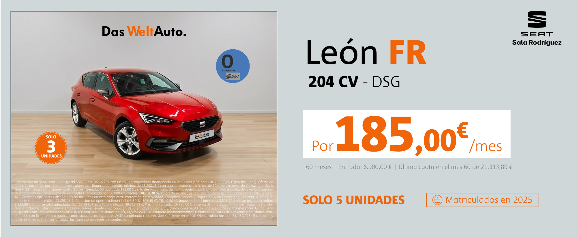 ¡Ocasión! SEAT León eTSI por 185€/mes*