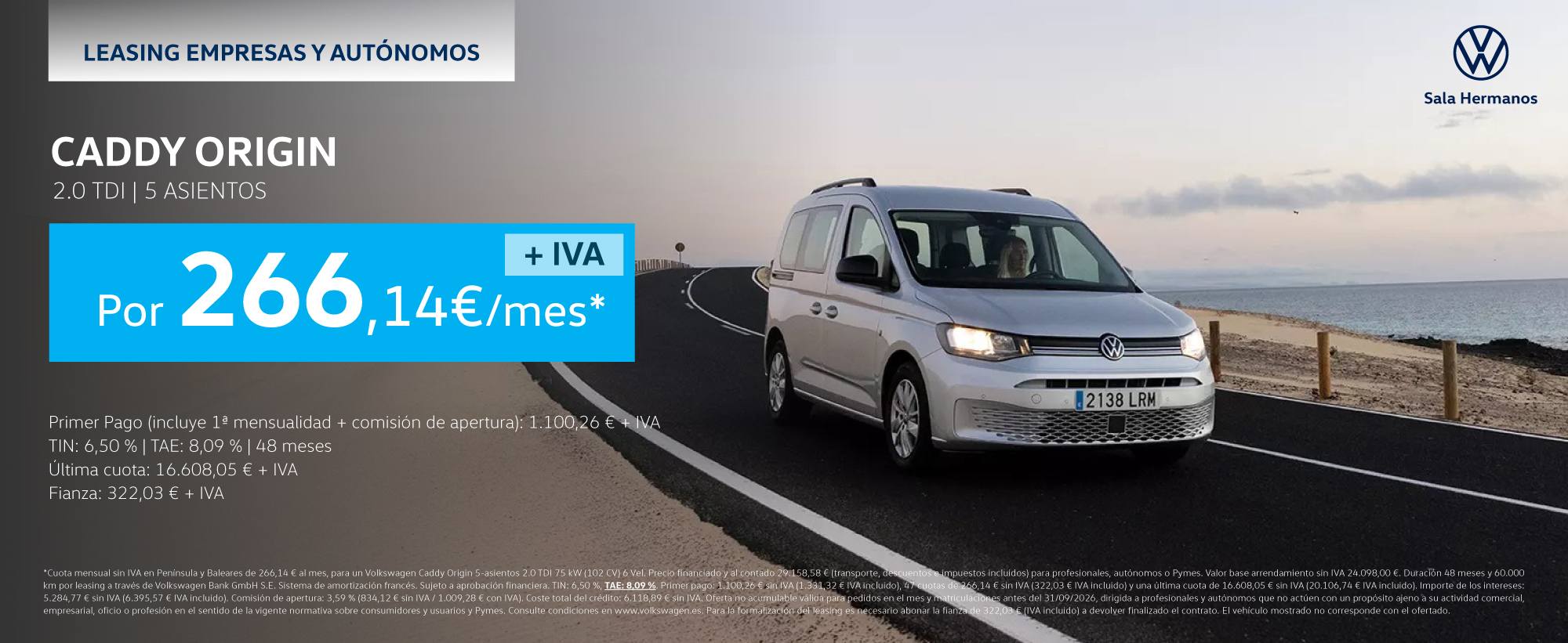 ¡Leasing! Tu Caddy 5 Plazas desde 266,14€*