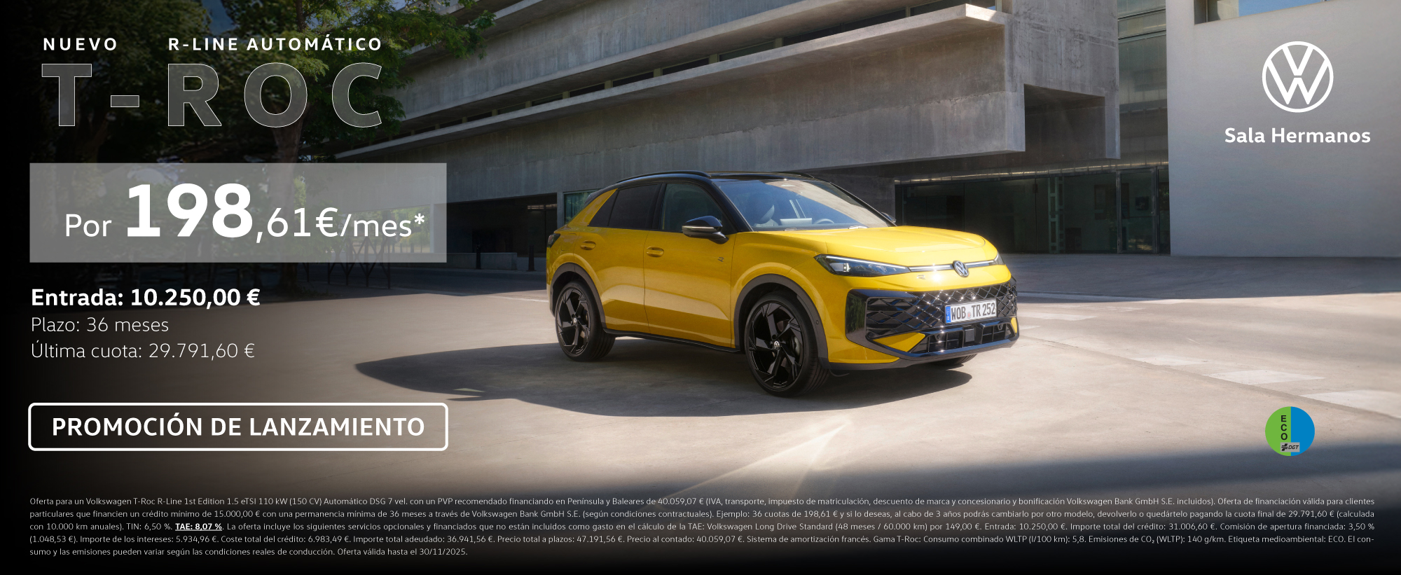 ¡Llega el T-Roc 2026 R-Line! Disfrútalo desde 198,61 €/mes*