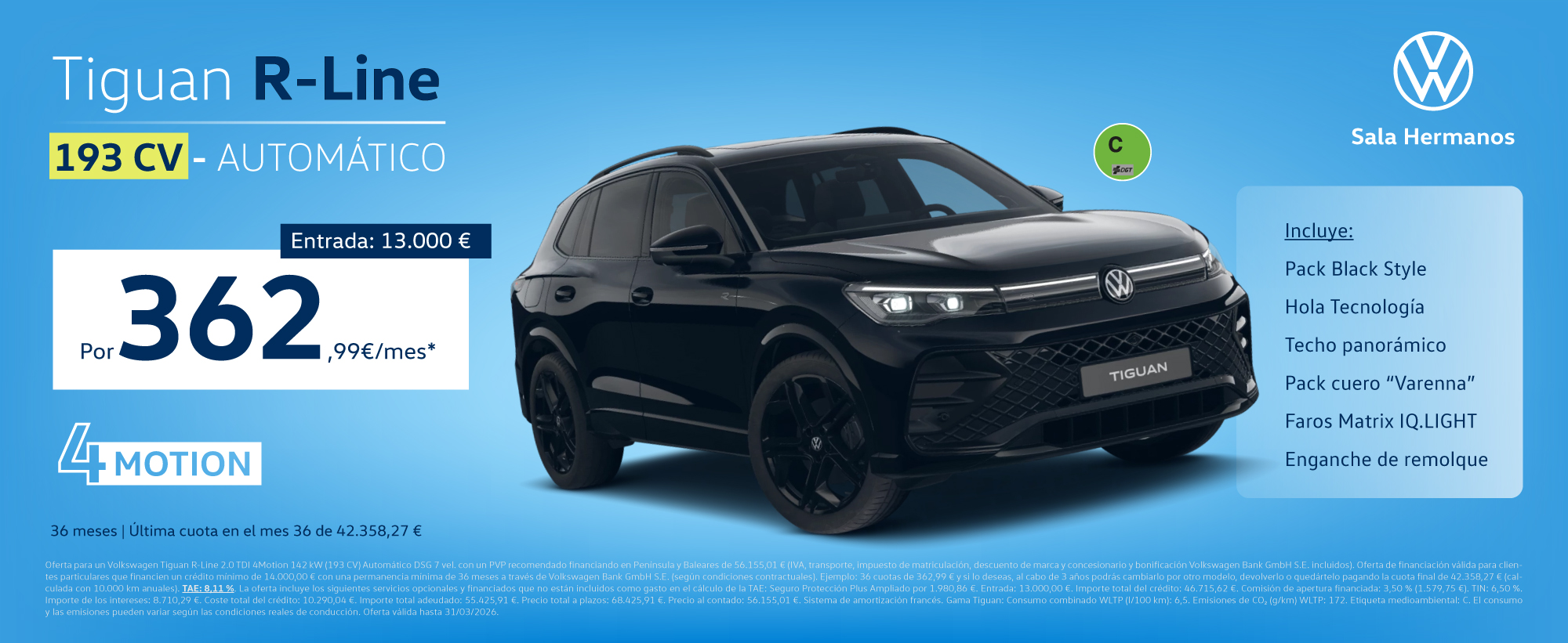 Volkswagen Tiguan R-Line por 363€/mes*