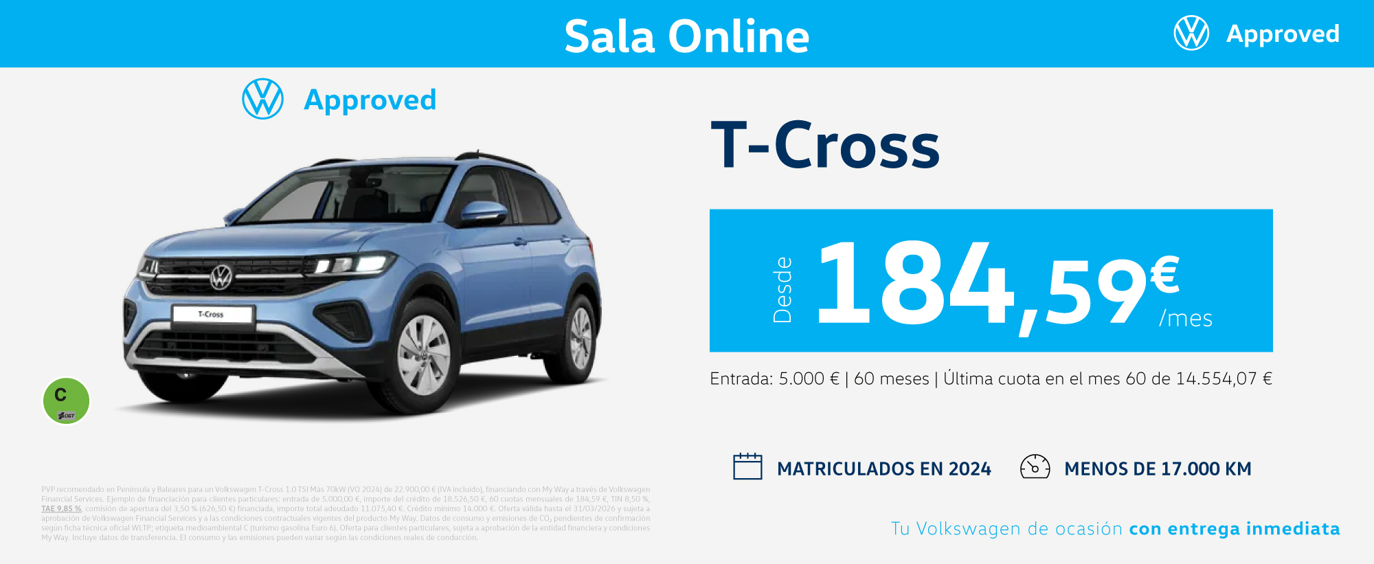 ¡Ofertón! T-Cross por sólo 184€/mes*