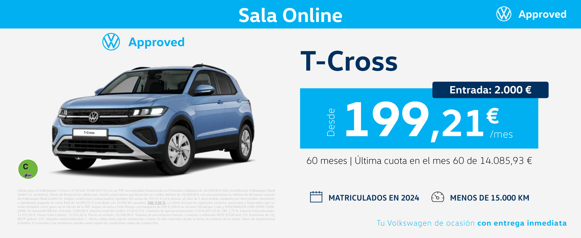 ¡Ofertón! T-Cross por sólo 199,21€/mes*