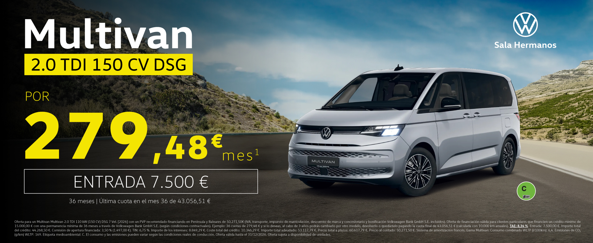 Volkswagen Multivan 2.0 TDI 150 CV DSG por 279,48 €/mes